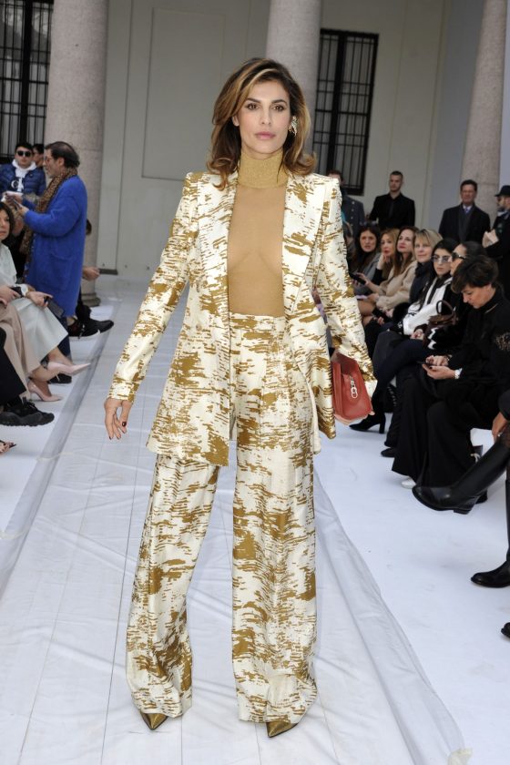 Braless Elisabetta Canalis Attends The Max Mara Fashion Show During Milan Fashion Week