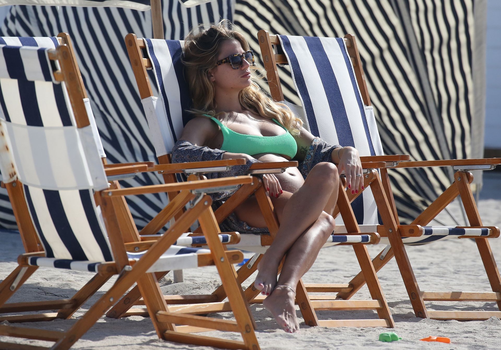 Cristina Marino Displays Her Boobs In A Green Bikini 0026