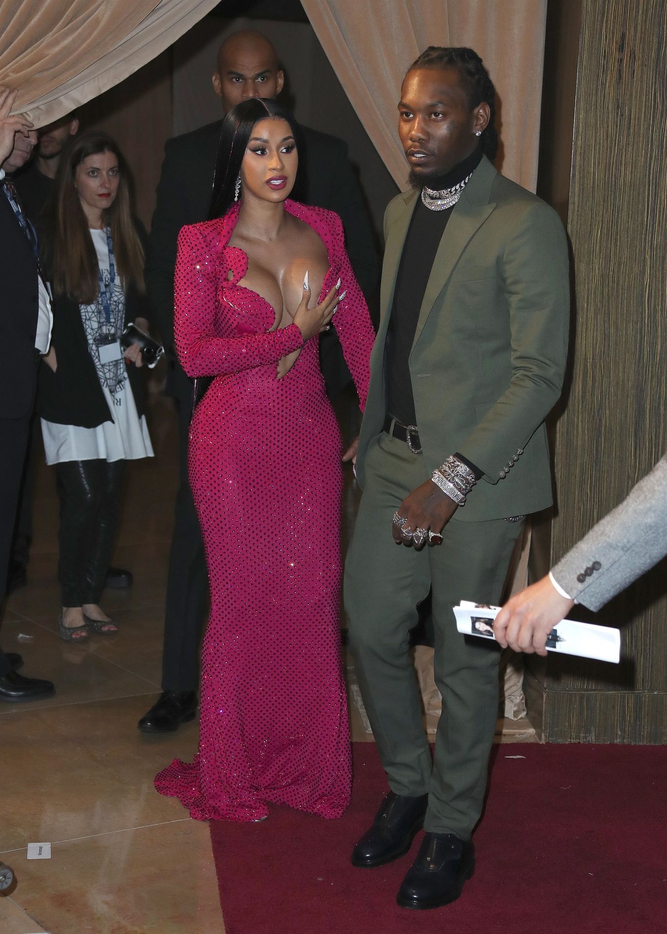 Offset Covers Cardi B’s Boobs To Avoid Wardrobe Malfunction At Clive Davis Pre Grammy Party 0003