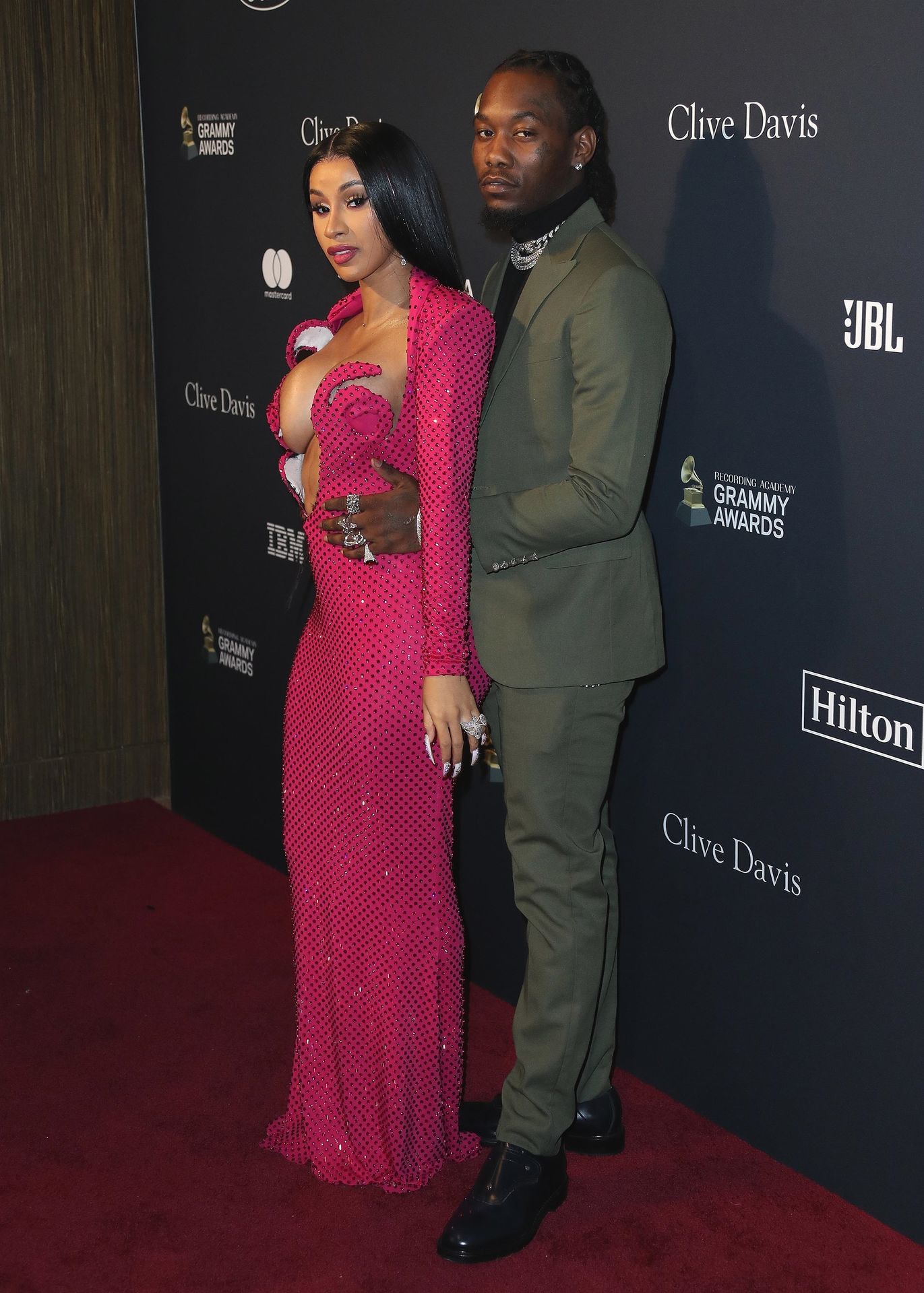 Offset Covers Cardi B’s Boobs To Avoid Wardrobe Malfunction At Clive Davis Pre Grammy Party 0008