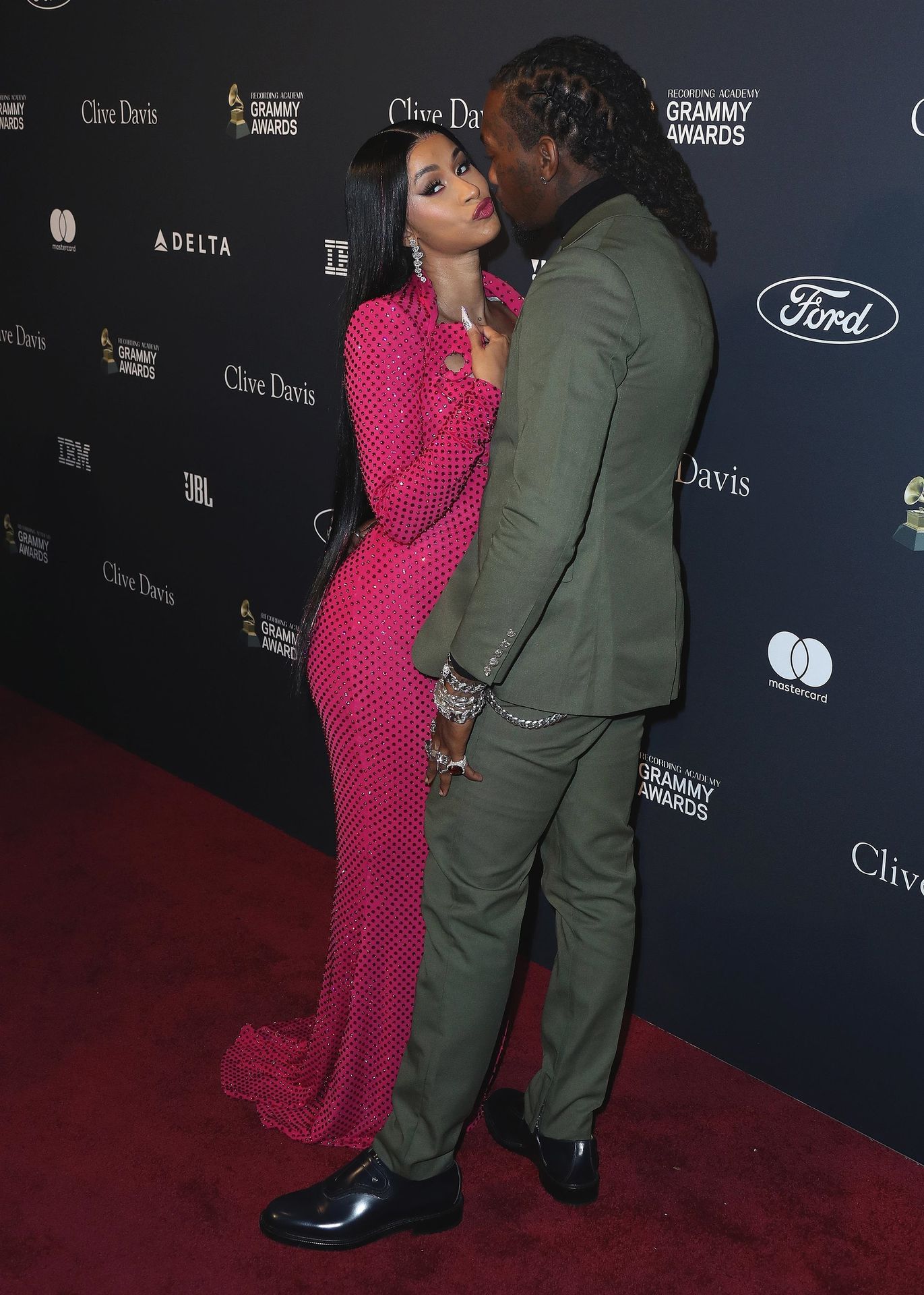 Offset Covers Cardi B’s Boobs To Avoid Wardrobe Malfunction At Clive Davis Pre Grammy Party 0020
