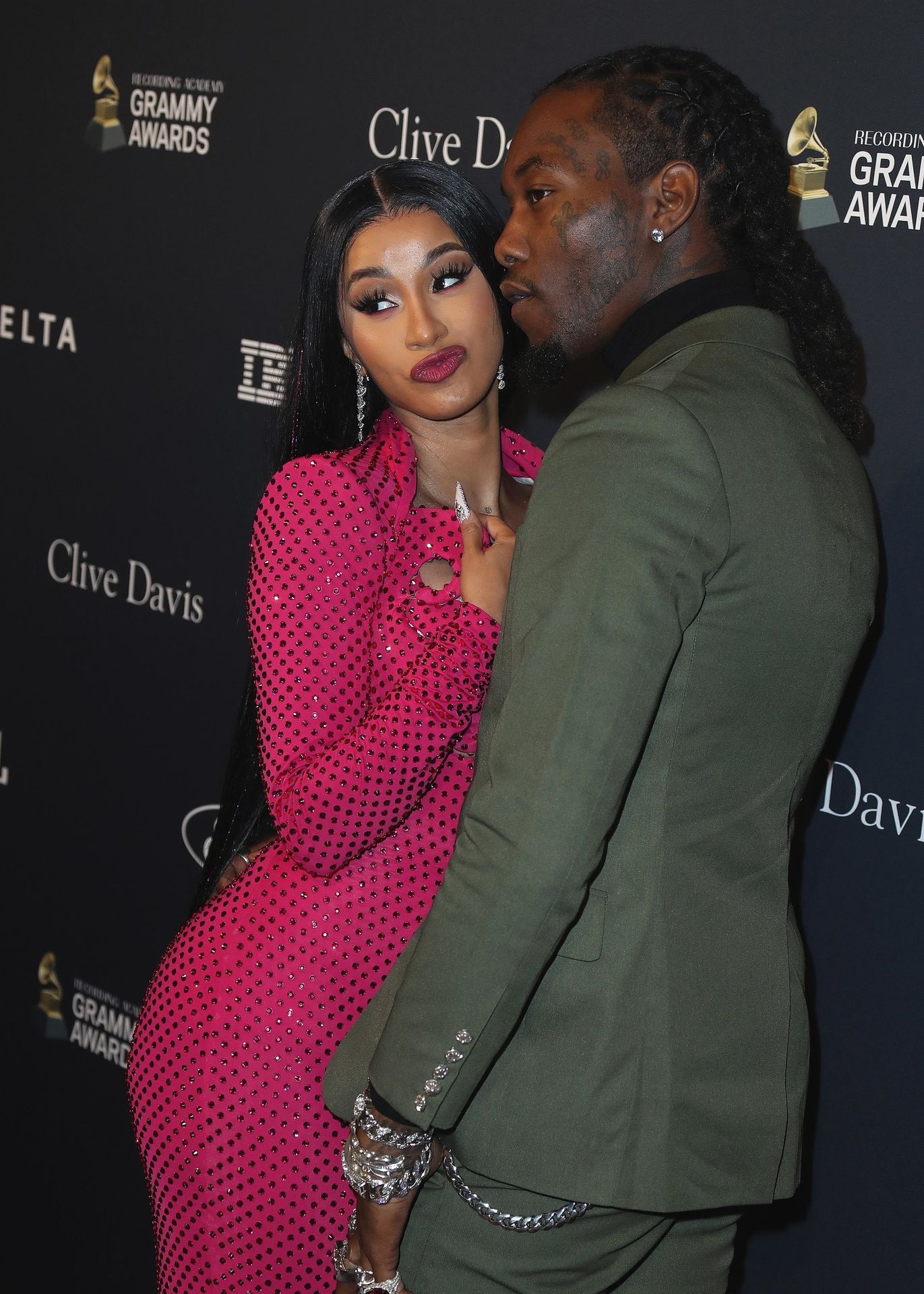 Offset Covers Cardi B’s Boobs To Avoid Wardrobe Malfunction At Clive Davis Pre Grammy Party 0021