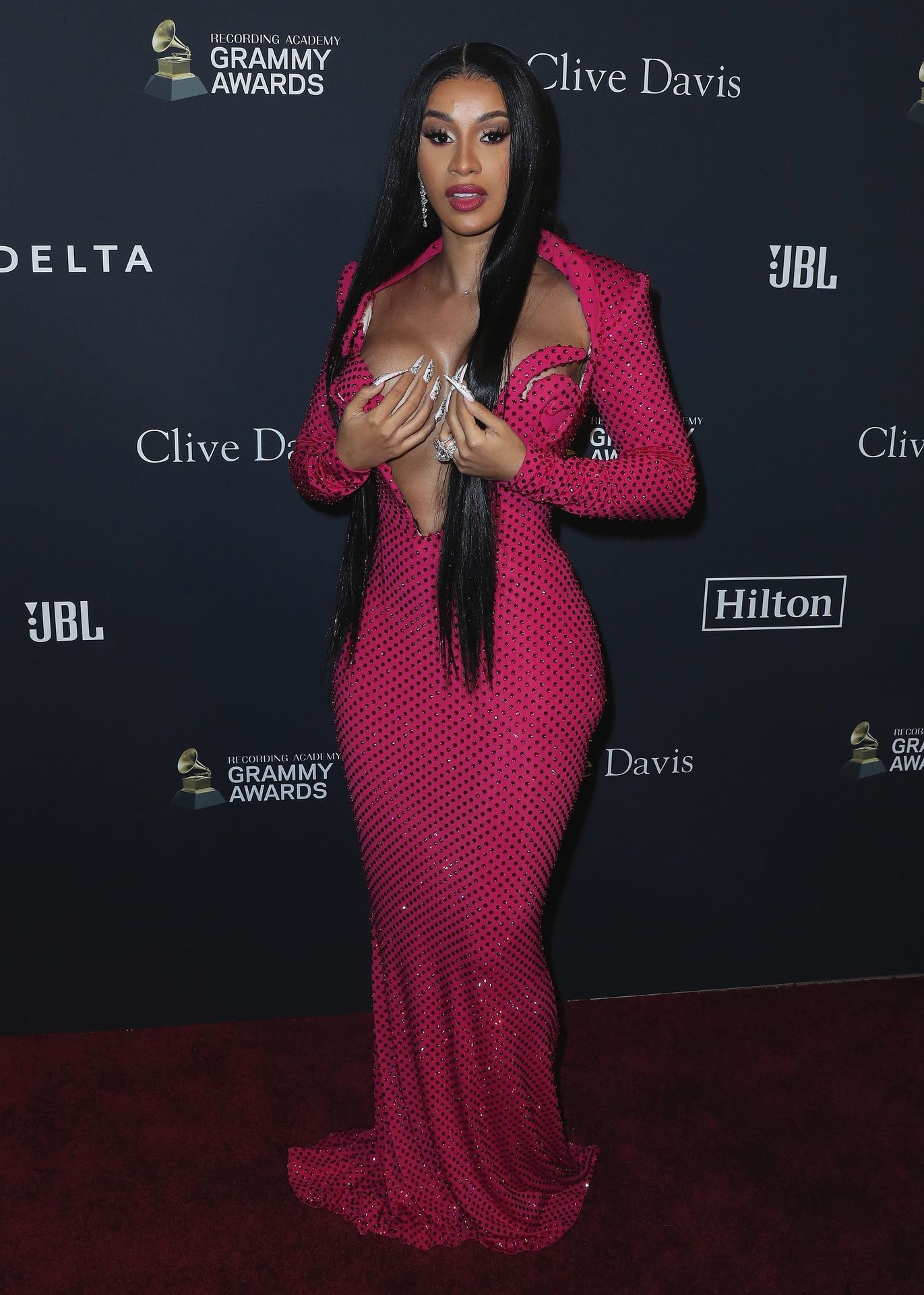 Offset Covers Cardi B’s Boobs To Avoid Wardrobe Malfunction At Clive Davis Pre Grammy Party 0027