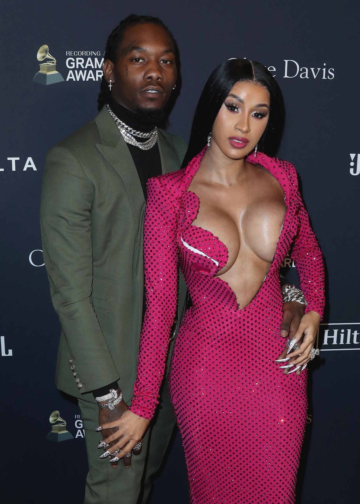 Offset Covers Cardi B’s Boobs To Avoid Wardrobe Malfunction At Clive Davis Pre Grammy Party 0032