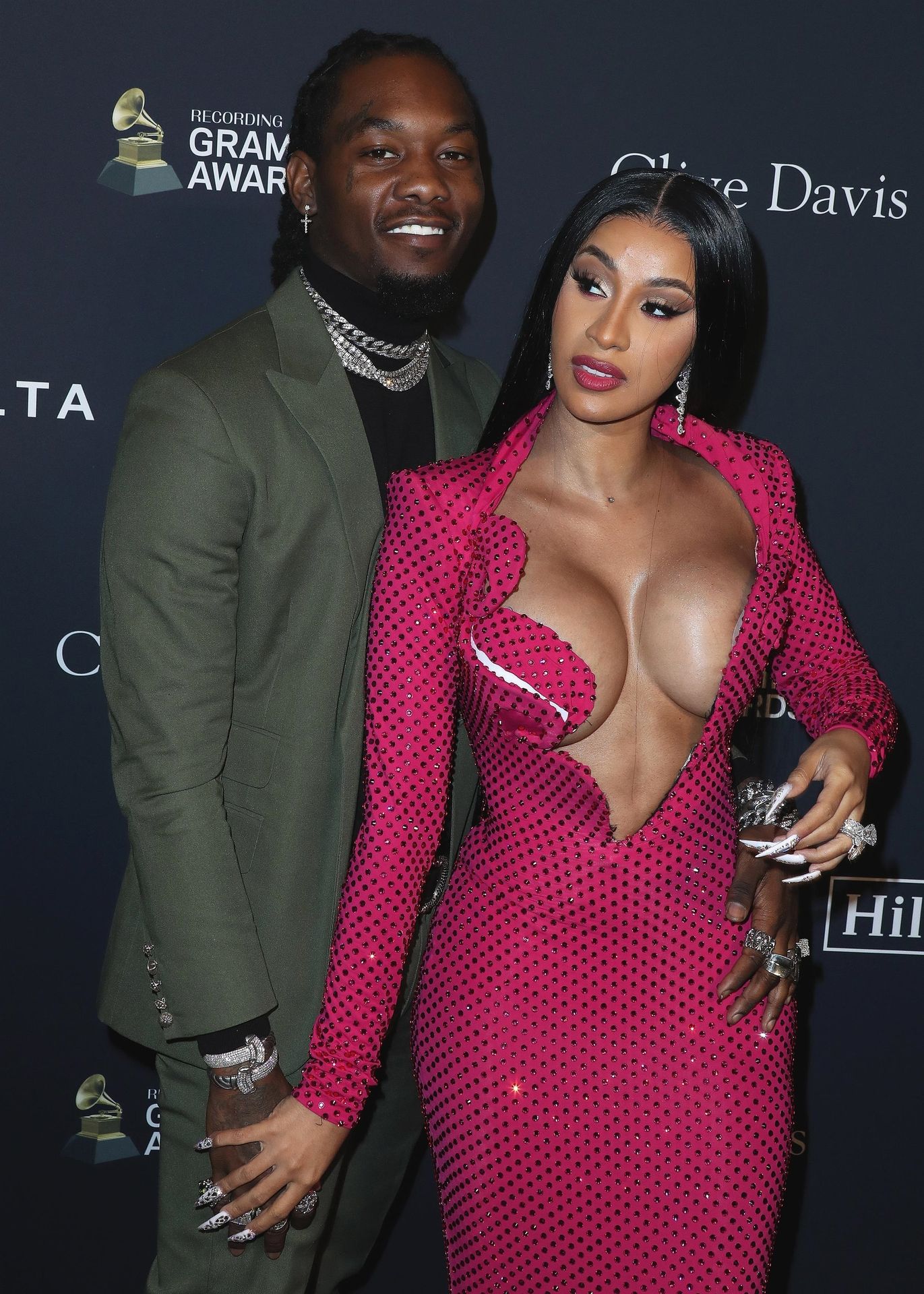 Offset Covers Cardi B’s Boobs To Avoid Wardrobe Malfunction At Clive Davis Pre Grammy Party 0036