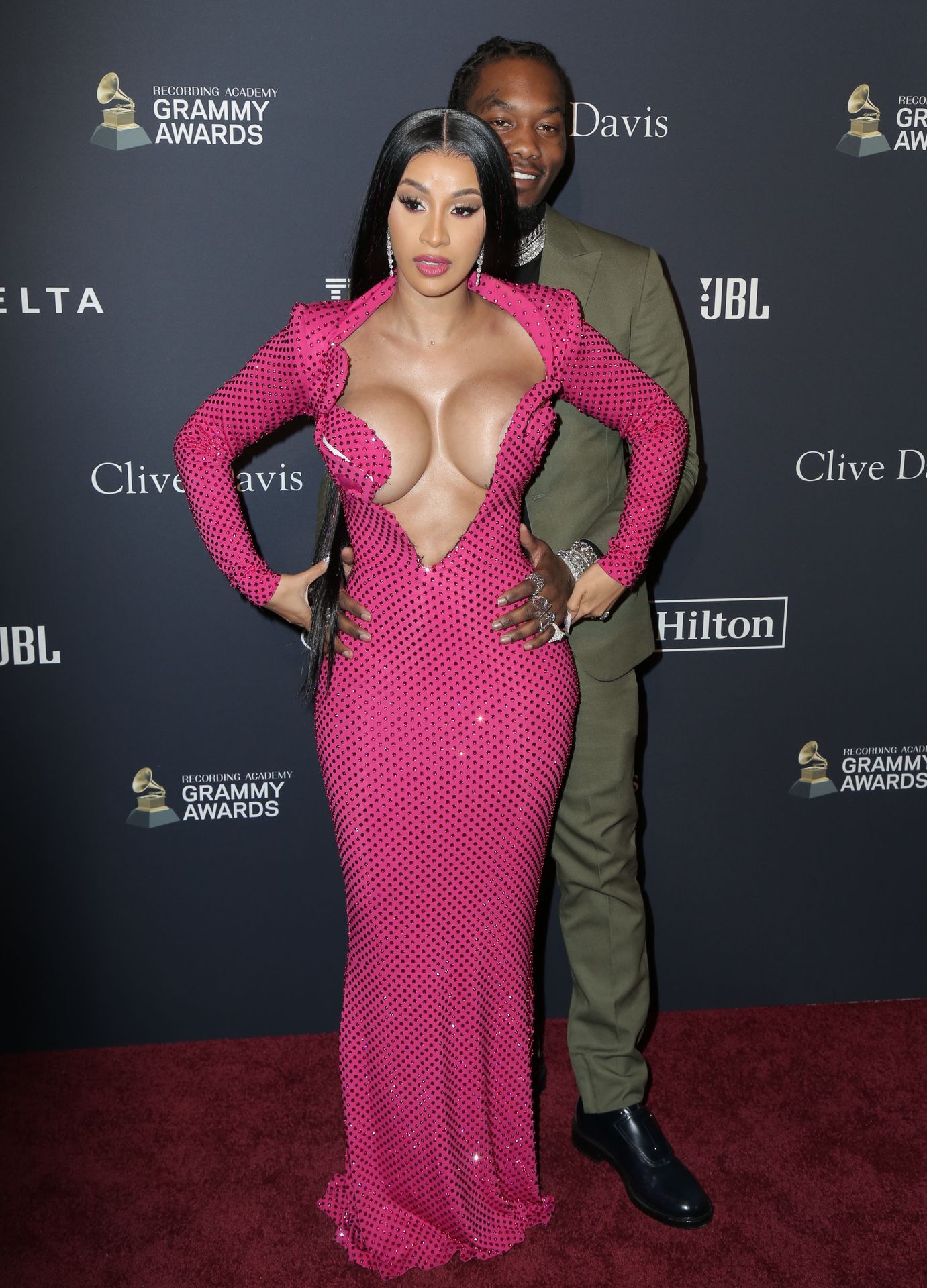 Offset Covers Cardi B’s Boobs To Avoid Wardrobe Malfunction At Clive Davis Pre Grammy Party 0069