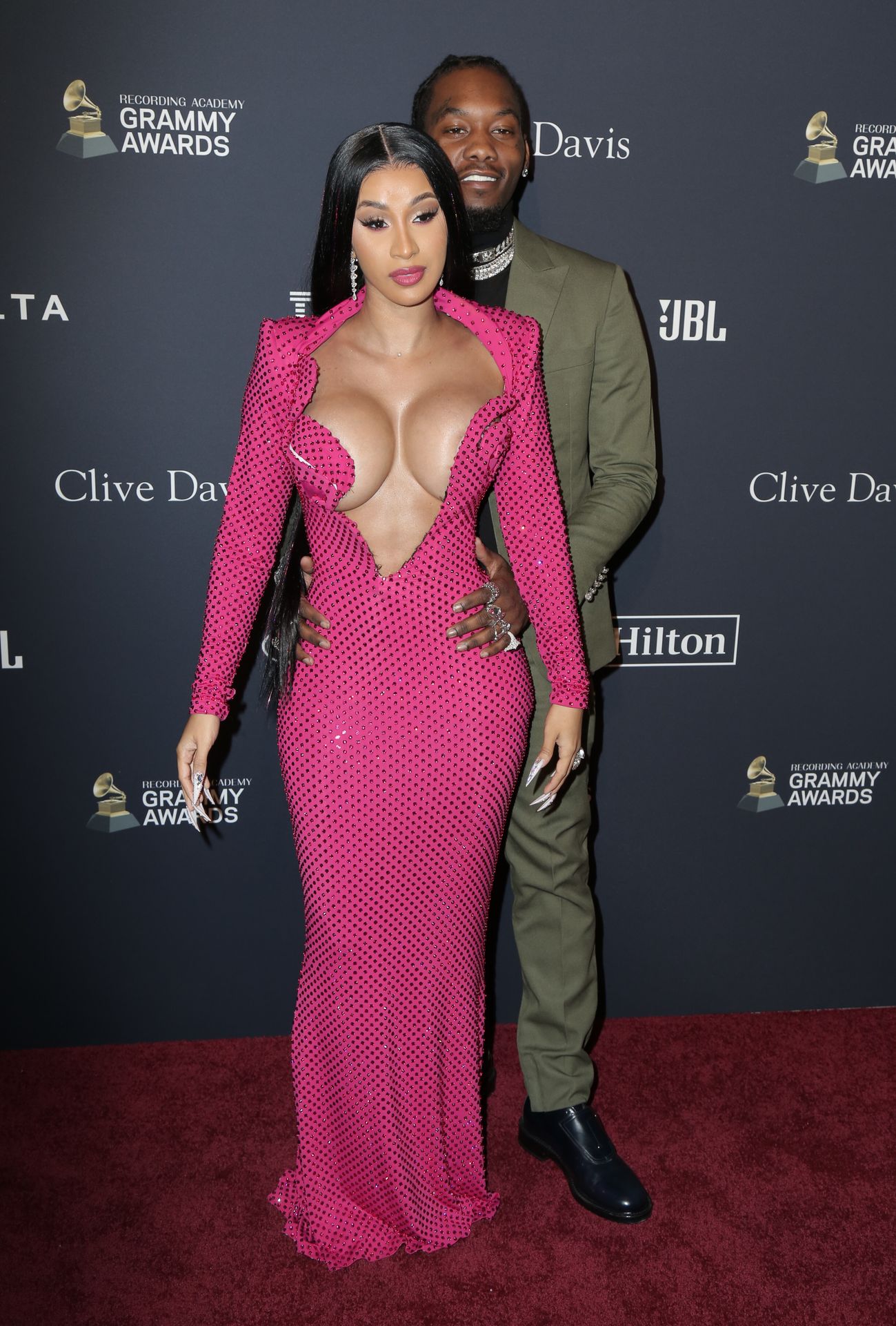 Offset Covers Cardi B’s Boobs To Avoid Wardrobe Malfunction At Clive Davis Pre Grammy Party 0070