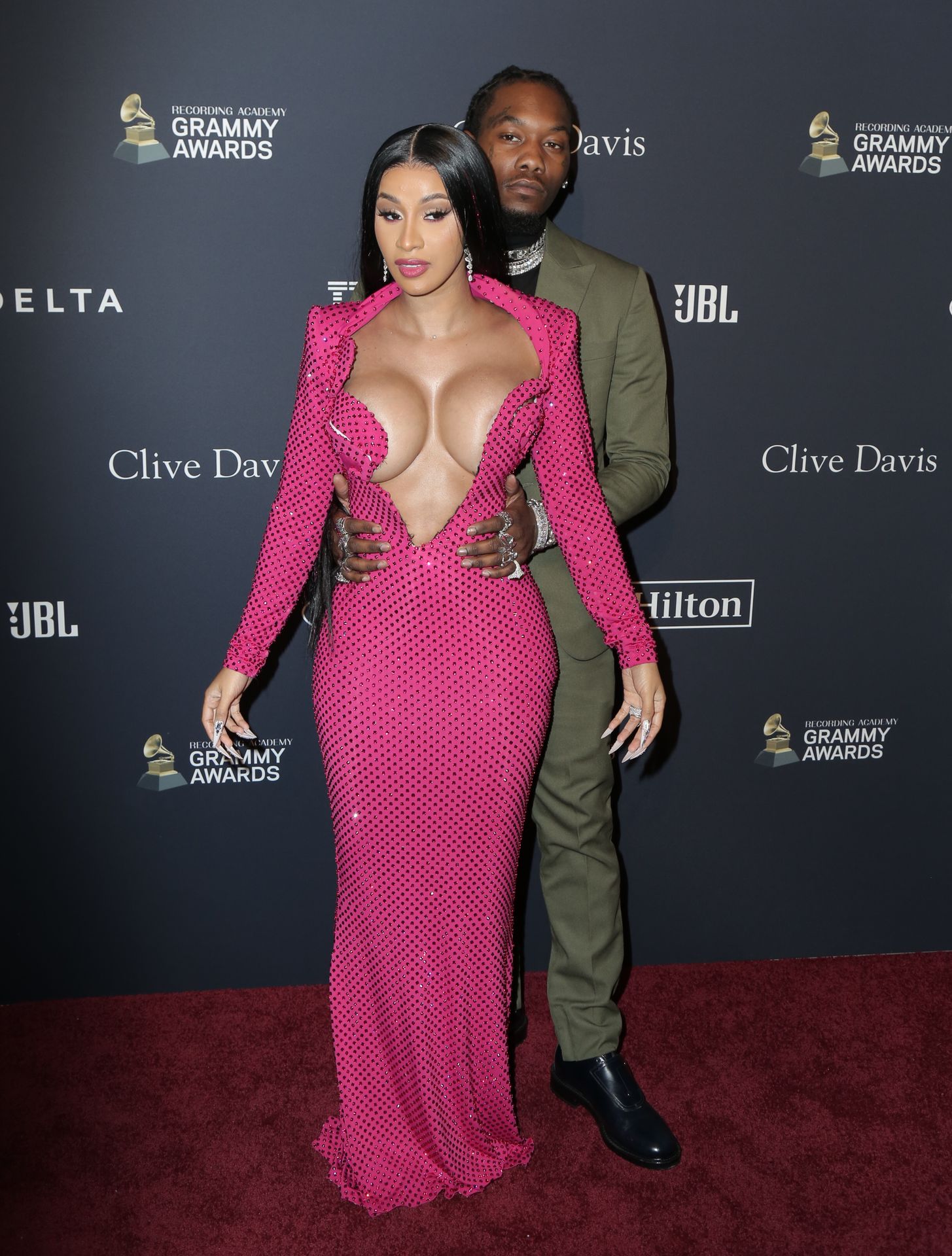 Offset Covers Cardi B’s Boobs To Avoid Wardrobe Malfunction At Clive Davis Pre Grammy Party 0075