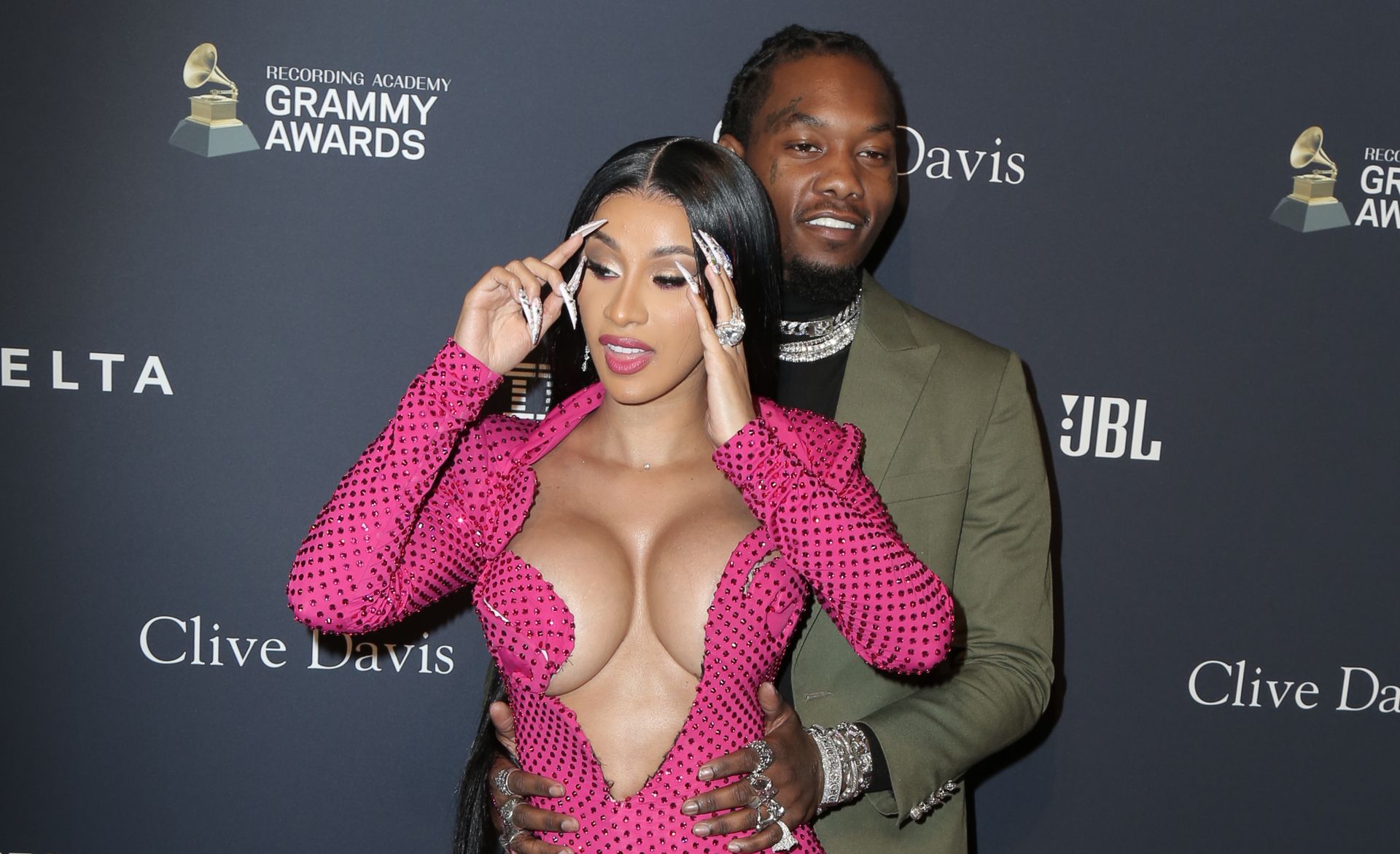 Offset Covers Cardi B’s Boobs To Avoid Wardrobe Malfunction At Clive Davis Pre Grammy Party 0084
