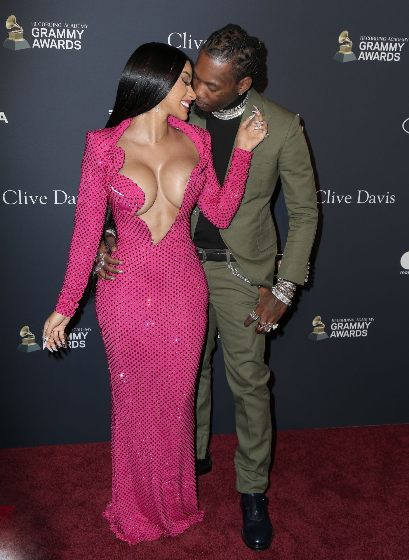 Offset Covers Cardi B’s Boobs To Avoid Wardrobe Malfunction At Clive Davis Pre Grammy Party 0086