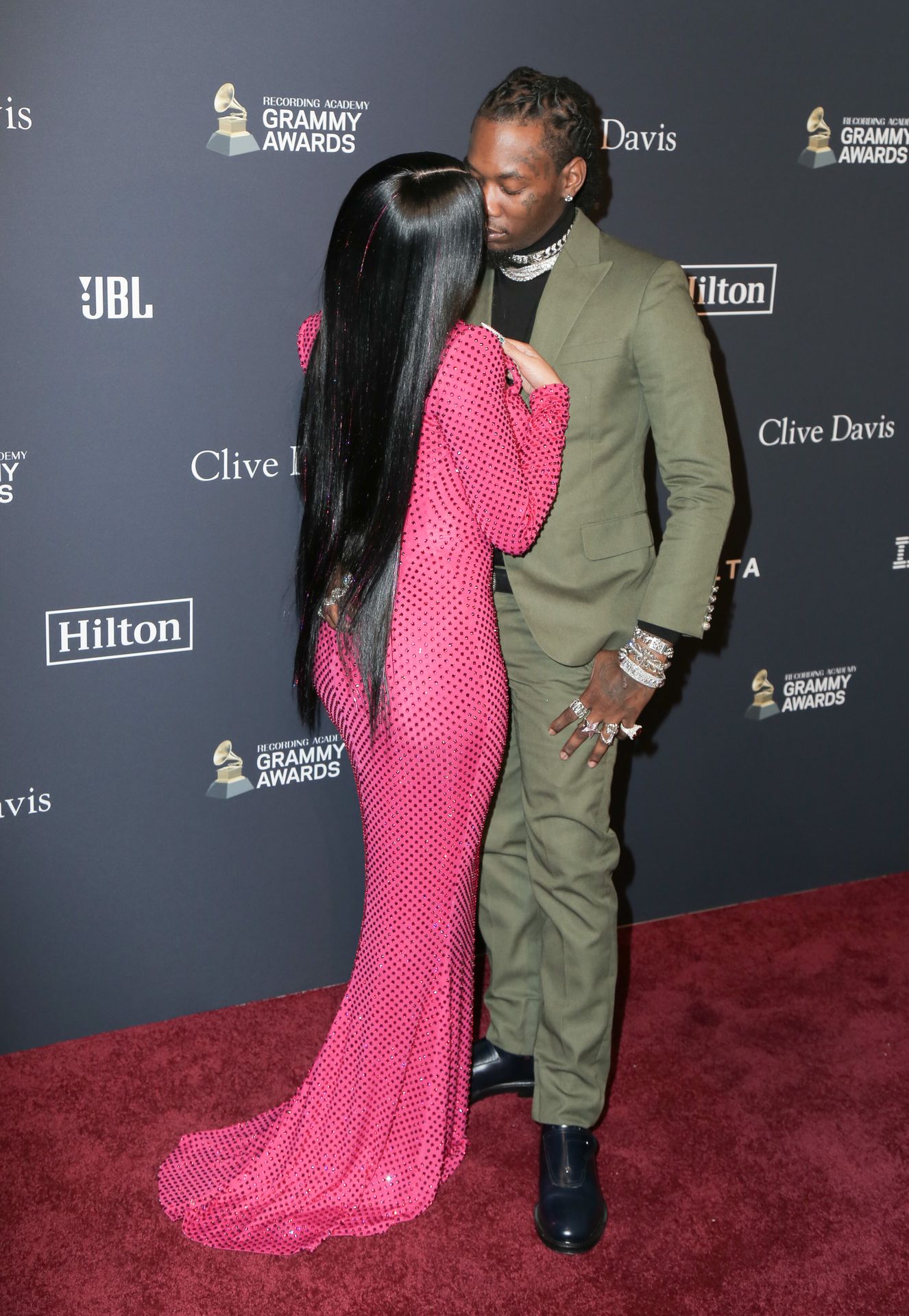 Offset Covers Cardi B’s Boobs To Avoid Wardrobe Malfunction At Clive Davis Pre Grammy Party 0094