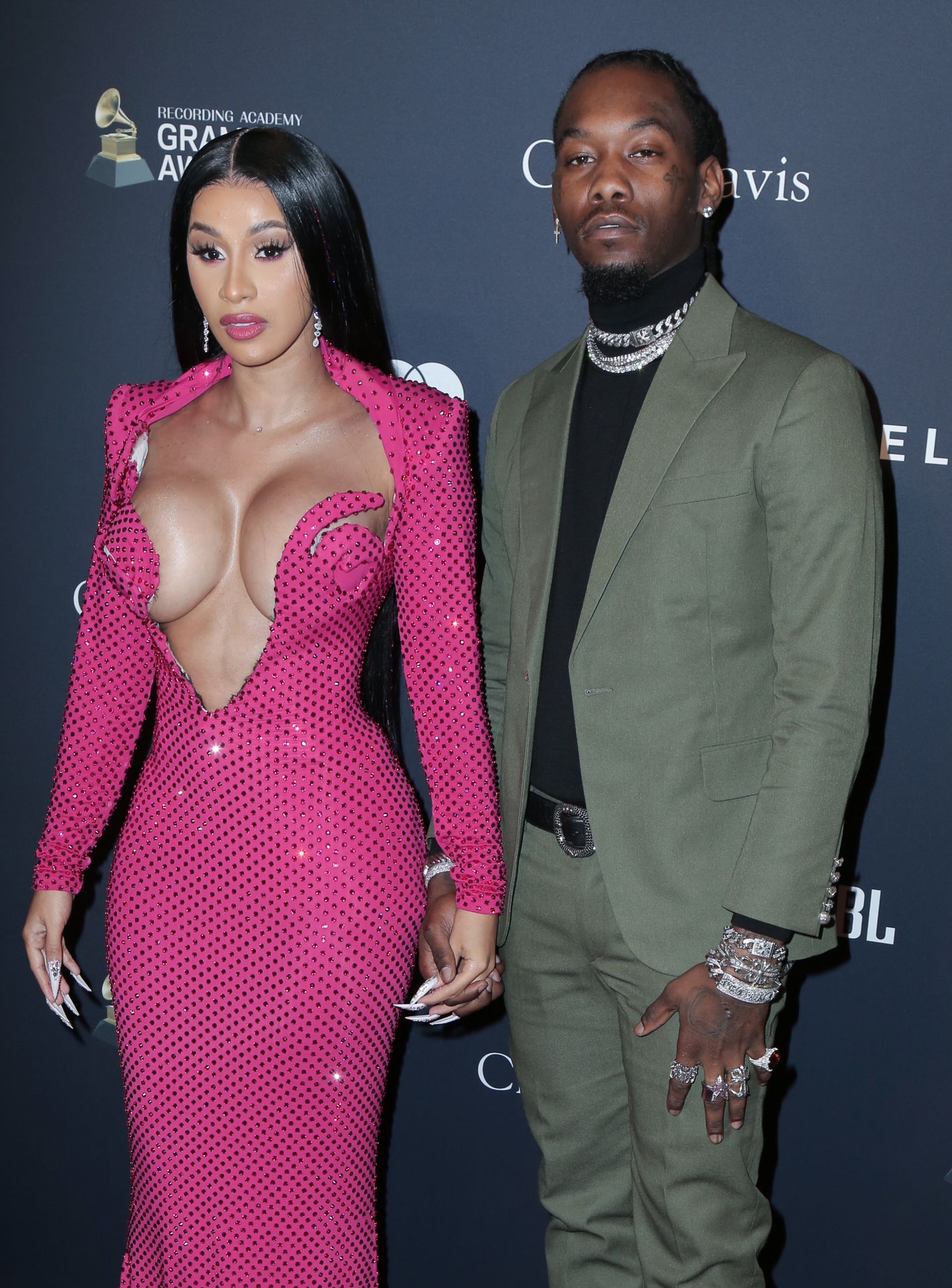 Offset Covers Cardi B’s Boobs To Avoid Wardrobe Malfunction At Clive Davis Pre Grammy Party 0103