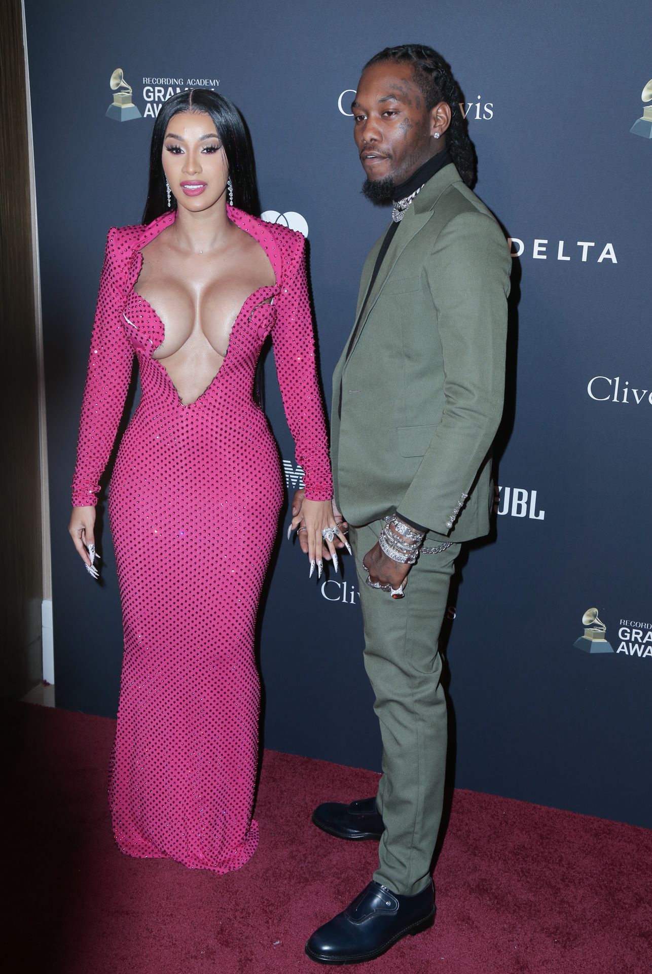 Offset Covers Cardi B’s Boobs To Avoid Wardrobe Malfunction At Clive Davis Pre Grammy Party 0105