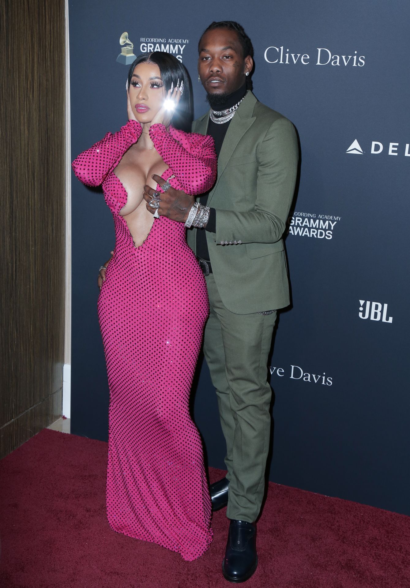 Offset Covers Cardi B’s Boobs To Avoid Wardrobe Malfunction At Clive Davis Pre Grammy Party 0108