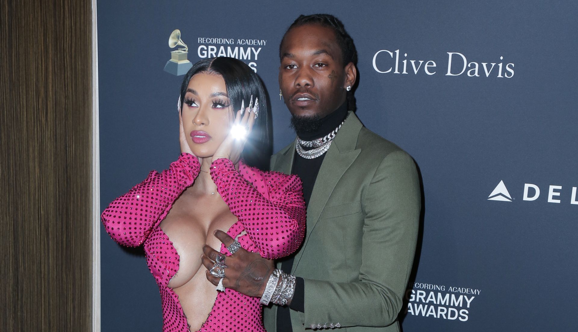 Offset Covers Cardi B’s Boobs To Avoid Wardrobe Malfunction At Clive Davis Pre Grammy Party 0109