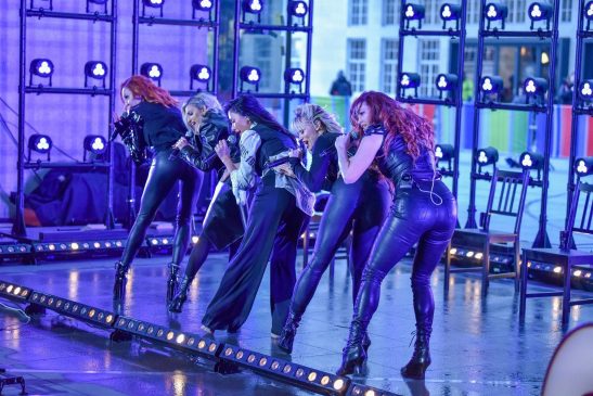 The Pussycat Dolls Pictured Rehearsing at BBC Studios for The One Show