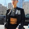 Bella Hadid Steps Out Of The Bowery Hotel Wearing A Crop Top And Flashing A Peace Sign 0006