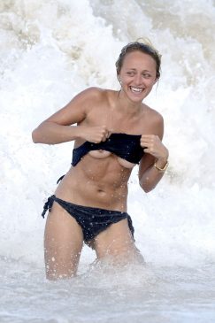 Lana Scolaro Shows Her Nude Tits on the Beach