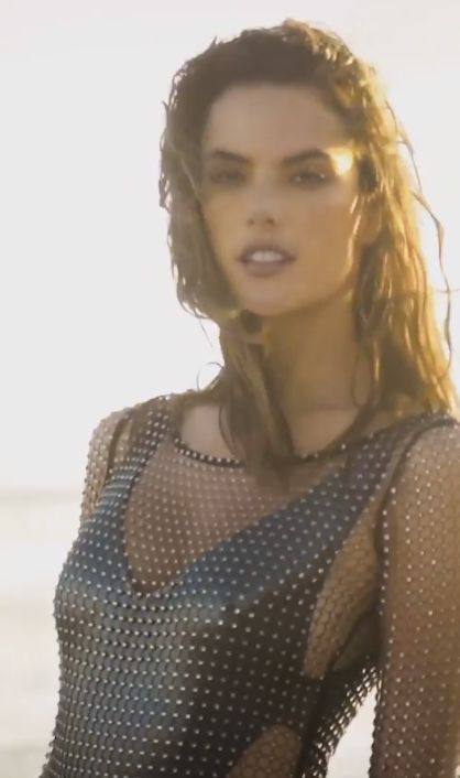 Alessandra Ambrosio Hot Braless Boobs In Wet T Shirt Video 0007