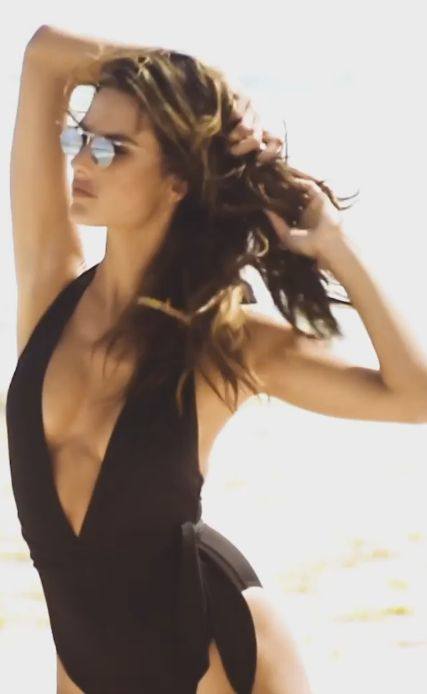 Alessandra Ambrosio Hot Braless Boobs In Wet T Shirt Video 0008