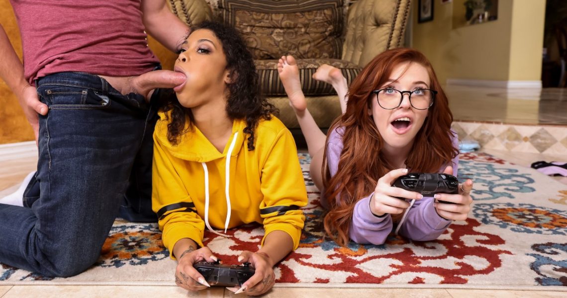 Brazzers Exxtra With Jeni Angel & Madi Collins In Gamer Girl Threesome Action