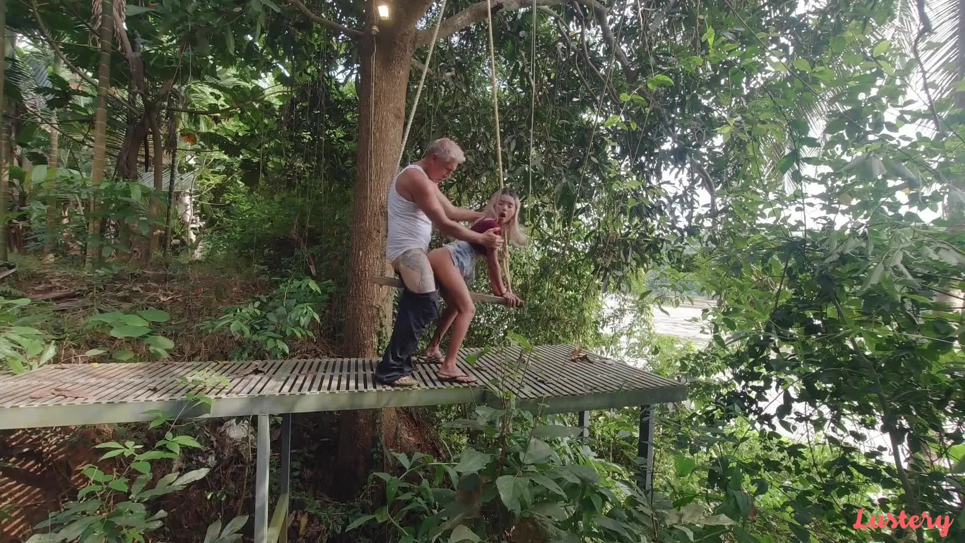 Lustery Cinnamon & Spice Outdoor Anal On A Swing By The River